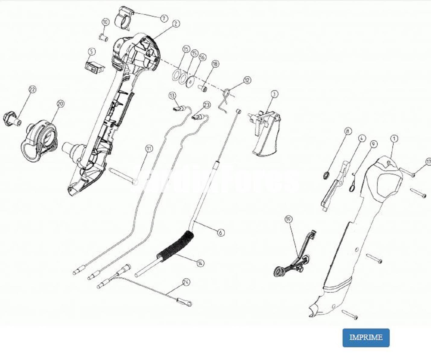 Mando gas completo aspirador Cifarelli V1200B - Imagen 1