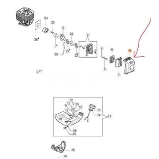 Tapa filtro aire desbrozador Oleo-Mac BC320T (61170144AR) - Imagen 2